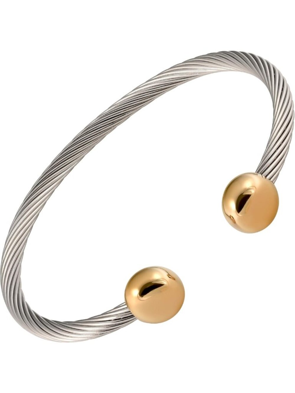 Stylish 2-Tone Magnetic Bracelet for Men & Women - High Power Stainless Steel